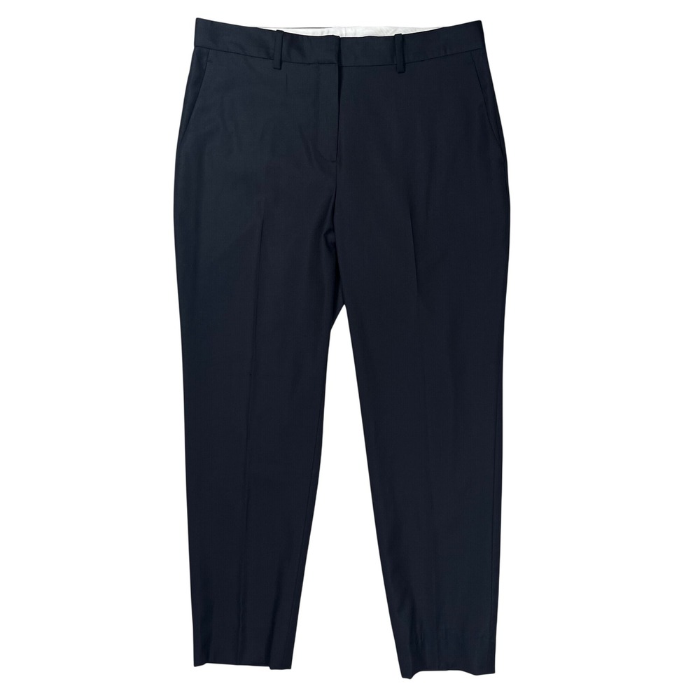 Theory Mustadio Dress Pants Women 8 Navy Blue Wool Slim Tapered Trousers Office